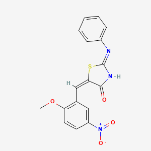 molecular formula C17H13N3O4S B13380085 5-{5-Nitro-2-methoxybenzylidene}-2-(phenylimino)-1,3-thiazolidin-4-one 