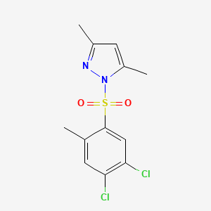 molecular formula C12H12Cl2N2O2S B13380090 1-[(4,5-dichloro-2-methylphenyl)sulfonyl]-3,5-dimethyl-1H-pyrazole 