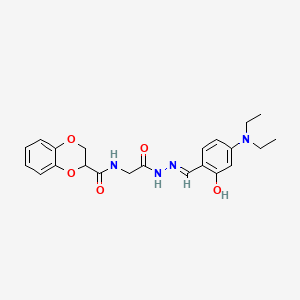 molecular formula C22H26N4O5 B13380095 N-(2-{2-[4-(diethylamino)-2-hydroxybenzylidene]hydrazino}-2-oxoethyl)-2,3-dihydro-1,4-benzodioxine-2-carboxamide 