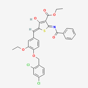 molecular formula C30H25Cl2NO6S B13380119 Ethyl 2-(benzoylamino)-5-{4-[(2,4-dichlorobenzyl)oxy]-3-ethoxybenzylidene}-4-oxo-4,5-dihydro-3-thiophenecarboxylate 