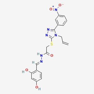 molecular formula C20H18N6O5S B13380122 2-[(4-allyl-5-{3-nitrophenyl}-4H-1,2,4-triazol-3-yl)sulfanyl]-N'-(2,4-dihydroxybenzylidene)acetohydrazide 