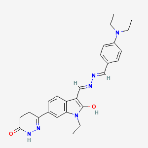 molecular formula C26H30N6O2 B13380143 4-(diethylamino)benzaldehyde {[1-ethyl-2-oxo-6-(6-oxo-1,4,5,6-tetrahydro-3-pyridazinyl)-1,2-dihydro-3H-indol-3-ylidene]methyl}hydrazone 