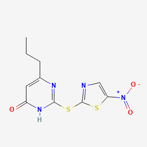 molecular formula C10H10N4O3S2 B13380157 2-({5-nitro-1,3-thiazol-2-yl}sulfanyl)-6-propyl-4(3H)-pyrimidinone 