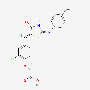 molecular formula C20H17ClN2O4S B13380160 2-[2-chloro-4-[(Z)-[2-(4-ethylanilino)-4-oxo-1,3-thiazol-5-ylidene]methyl]phenoxy]acetic acid 