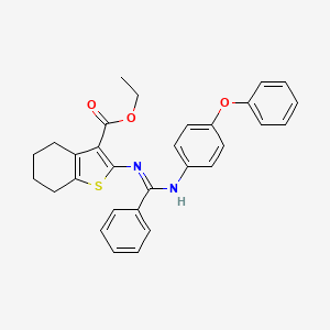 molecular formula C30H28N2O3S B13380175 Ethyl 2-{[[(4-phenoxyphenyl)imino](phenyl)methyl]amino}-4,5,6,7-tetrahydro-1-benzothiophene-3-carboxylate 