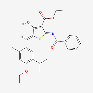 molecular formula C27H29NO5S B13380178 Ethyl 2-(benzoylamino)-5-(4-ethoxy-5-isopropyl-2-methylbenzylidene)-4-oxo-4,5-dihydro-3-thiophenecarboxylate 