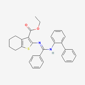 molecular formula C30H28N2O2S B13380186 Ethyl 2-{[([1,1'-biphenyl]-2-ylimino)(phenyl)methyl]amino}-4,5,6,7-tetrahydro-1-benzothiophene-3-carboxylate 