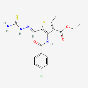 molecular formula C17H17ClN4O3S2 B13380290 ethyl 5-[(E)-(carbamothioylhydrazinylidene)methyl]-4-[(4-chlorobenzoyl)amino]-2-methylthiophene-3-carboxylate 