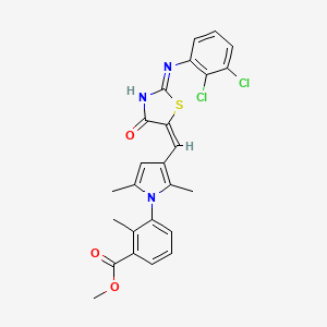 molecular formula C25H21Cl2N3O3S B13380310 methyl 3-[3-[(E)-[2-(2,3-dichloroanilino)-4-oxo-1,3-thiazol-5-ylidene]methyl]-2,5-dimethylpyrrol-1-yl]-2-methylbenzoate 