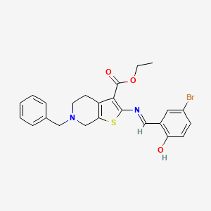 molecular formula C24H23BrN2O3S B13380336 Ethyl 6-benzyl-2-[(5-bromo-2-hydroxybenzylidene)amino]-4,5,6,7-tetrahydrothieno[2,3-c]pyridine-3-carboxylate 