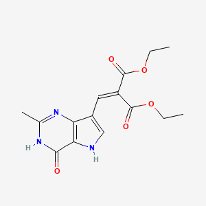 molecular formula C15H17N3O5 B13380372 Diethyl 2-[(2-methyl-4-oxo-1,5-dihydropyrrolo[3,2-d]pyrimidin-7-yl)methylidene]propanedioate 