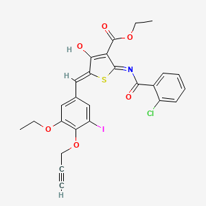 molecular formula C26H21ClINO6S B13380464 Ethyl 2-[(2-chlorobenzoyl)amino]-5-[3-ethoxy-5-iodo-4-(2-propynyloxy)benzylidene]-4-oxo-4,5-dihydro-3-thiophenecarboxylate 