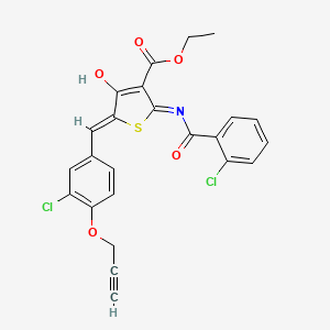molecular formula C24H17Cl2NO5S B13380475 Ethyl 2-[(2-chlorobenzoyl)amino]-5-[3-chloro-4-(2-propynyloxy)benzylidene]-4-oxo-4,5-dihydro-3-thiophenecarboxylate 