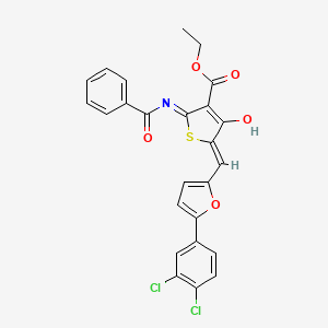 molecular formula C25H17Cl2NO5S B13380575 Ethyl 2-(benzoylamino)-5-{[5-(3,4-dichlorophenyl)-2-furyl]methylene}-4-oxo-4,5-dihydro-3-thiophenecarboxylate 