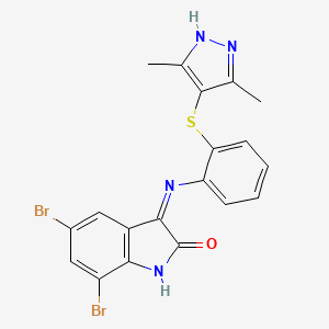 molecular formula C19H14Br2N4OS B13380700 5,7-dibromo-3-[2-[(3,5-dimethyl-1H-pyrazol-4-yl)sulfanyl]anilino]indol-2-one 