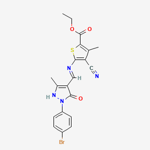 molecular formula C20H17BrN4O3S B13380819 ethyl 5-({[1-(4-bromophenyl)-3-methyl-5-oxo-1,5-dihydro-4H-pyrazol-4-ylidene]methyl}amino)-4-cyano-3-methyl-2-thiophenecarboxylate 