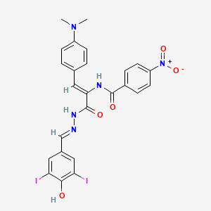 molecular formula C25H21I2N5O5 B13380902 N-(2-[4-(dimethylamino)phenyl]-1-{[2-(4-hydroxy-3,5-diiodobenzylidene)hydrazino]carbonyl}vinyl)-4-nitrobenzamide 