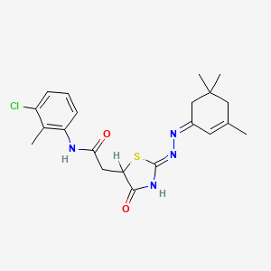 molecular formula C21H25ClN4O2S B13380952 N-(3-chloro-2-methylphenyl)-2-{4-hydroxy-2-[(3,5,5-trimethyl-2-cyclohexen-1-ylidene)hydrazono]-2,5-dihydro-1,3-thiazol-5-yl}acetamide 