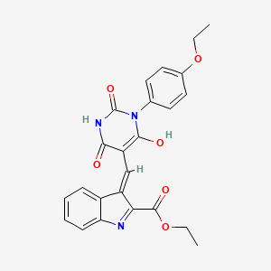 molecular formula C24H21N3O6 B13381016 ethyl 3-[(1-(4-ethoxyphenyl)-2,4,6-trioxotetrahydro-5(2H)-pyrimidinylidene)methyl]-1H-indole-2-carboxylate 