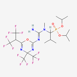 molecular formula C20H28F12N5O4P B13381020 3-[4,4-Bis(trifluoromethyl)-6-[2,2,2-trifluoro-1-(trifluoromethyl)ethyl]-1,3,5-oxadiazin-2-yl]-1-(1-diisopropoxyphosphoryl-2-methyl-propyl)-1-methyl-guanidine 