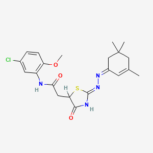 molecular formula C21H25ClN4O3S B13381068 N-(5-chloro-2-methoxyphenyl)-2-{4-hydroxy-2-[(3,5,5-trimethyl-2-cyclohexen-1-ylidene)hydrazono]-2,5-dihydro-1,3-thiazol-5-yl}acetamide 
