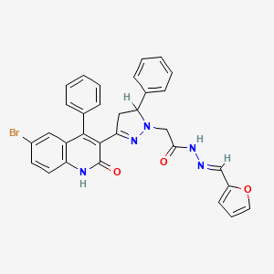 molecular formula C31H24BrN5O3 B13381099 2-[3-(6-bromo-2-oxo-4-phenyl-1,2-dihydro-3-quinolinyl)-5-phenyl-4,5-dihydro-1H-pyrazol-1-yl]-N'-(2-furylmethylene)acetohydrazide 