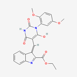 molecular formula C24H21N3O7 B13381113 ethyl 3-[(1-(2,5-dimethoxyphenyl)-2,4,6-trioxotetrahydro-5(2H)-pyrimidinylidene)methyl]-1H-indole-2-carboxylate 