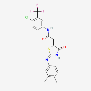 molecular formula C20H17ClF3N3O2S B13381142 N-[4-chloro-3-(trifluoromethyl)phenyl]-2-[2-(3,4-dimethylanilino)-4-oxo-1,3-thiazol-5-yl]acetamide 