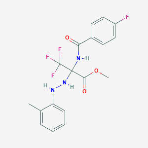 molecular formula C18H17F4N3O3 B13381151 Methyl 3,3,3-trifluoro-2-[(4-fluorobenzoyl)amino]-2-[2-(2-methylphenyl)hydrazino]propanoate 