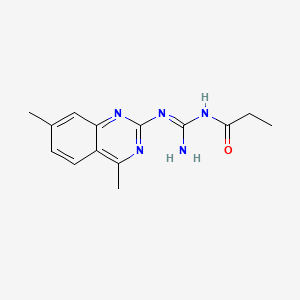molecular formula C14H17N5O B13381158 N-(4,7-dimethyl-2-quinazolinyl)-N''-propionylguanidine 