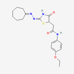 molecular formula C20H26N4O3S B13381160 2-[2-(2-cycloheptylidenehydrazinyl)-4-oxo-1,3-thiazol-5-yl]-N-(4-ethoxyphenyl)acetamide 