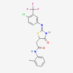 molecular formula C19H15ClF3N3O2S B13381184 2-[2-[4-chloro-3-(trifluoromethyl)anilino]-4-oxo-1,3-thiazol-5-yl]-N-(2-methylphenyl)acetamide 