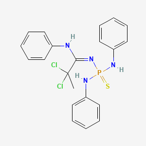 molecular formula C21H21Cl2N4PS B13381189 N-(1-anilino-2,2-dichloropropylidene)-N',N''-diphenylphosphorothioic triamide 