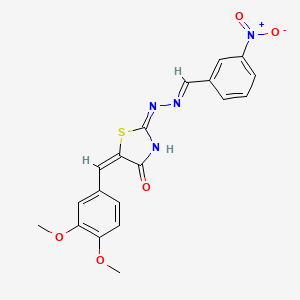 molecular formula C19H16N4O5S B13381203 3-Nitrobenzaldehyde [5-(3,4-dimethoxybenzylidene)-4-oxo-1,3-thiazolidin-2-ylidene]hydrazone 