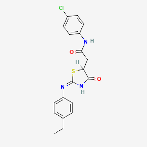 molecular formula C19H18ClN3O2S B13381218 N-(4-chlorophenyl)-2-{2-[(4-ethylphenyl)imino]-4-oxo-1,3-thiazolidin-5-yl}acetamide 