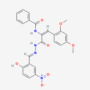 molecular formula C25H22N4O7 B13381221 N-{2-(2,4-dimethoxyphenyl)-1-[(2-{2-hydroxy-5-nitrobenzylidene}hydrazino)carbonyl]vinyl}benzamide 