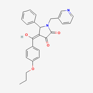 molecular formula C26H24N2O4 B13381225 3-hydroxy-5-phenyl-4-(4-propoxybenzoyl)-1-(3-pyridinylmethyl)-1,5-dihydro-2H-pyrrol-2-one 
