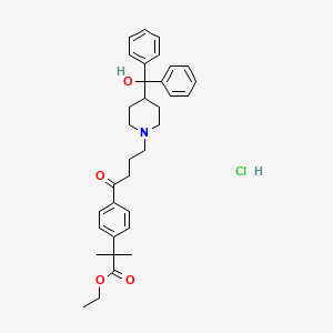 molecular formula C34H42ClNO4 B1338123 Ethyl 4-{4-[4-(hydroxydiphenylmethyl)-1-piperidinyl]-1-oxobutyl}-alpha,alpha-dimethylbenzeneacetate hydrochloride CAS No. 76811-96-6