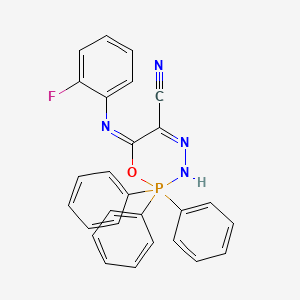 molecular formula C27H20FN4OP B13381241 6-[(2-fluorophenyl)imino]-2,2,2-triphenyl-3,6-dihydro-2H-1,3,4,2lambda~5~-oxadiazaphosphinine-5-carbonitrile 