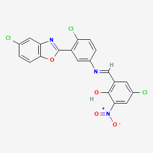 molecular formula C20H10Cl3N3O4 B13381277 4-Chloro-2-({[4-chloro-3-(5-chloro-1,3-benzoxazol-2-yl)phenyl]imino}methyl)-6-nitrophenol 