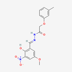 molecular formula C17H17N3O6 B13381290 N'-{2-hydroxy-3-nitro-5-methoxybenzylidene}-2-(3-methylphenoxy)acetohydrazide 
