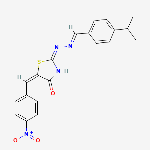 molecular formula C20H18N4O3S B13381293 4-Isopropylbenzaldehyde (5-{4-nitrobenzylidene}-4-oxo-1,3-thiazolidin-2-ylidene)hydrazone 