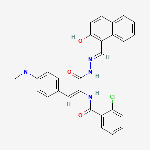 molecular formula C29H25ClN4O3 B13381301 2-chloro-N-[2-[4-(dimethylamino)phenyl]-1-({2-[(2-hydroxy-1-naphthyl)methylene]hydrazino}carbonyl)vinyl]benzamide 