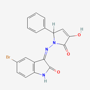 molecular formula C18H12BrN3O3 B13381304 5-bromo-3-[(4-hydroxy-5-oxo-2-phenyl-2H-pyrrol-1-yl)amino]indol-2-one 