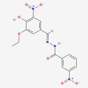 molecular formula C16H14N4O7 B13381309 N'-{3-ethoxy-4-hydroxy-5-nitrobenzylidene}-3-nitrobenzohydrazide 