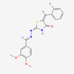 molecular formula C19H16FN3O3S B13381330 3,4-Dimethoxybenzaldehyde [5-(2-fluorobenzylidene)-4-oxo-1,3-thiazolidin-2-ylidene]hydrazone 