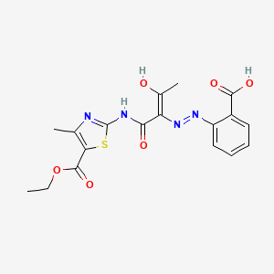 molecular formula C18H18N4O6S B13381346 2-{2-[1-({[5-(Ethoxycarbonyl)-4-methyl-1,3-thiazol-2-yl]amino}carbonyl)-2-oxopropylidene]hydrazino}benzoic acid 
