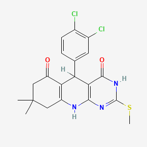 molecular formula C20H19Cl2N3O2S B13381352 5-(3,4-dichlorophenyl)-8,8-dimethyl-2-methylsulfanyl-5,7,9,10-tetrahydro-1H-pyrimido[4,5-b]quinoline-4,6-dione 