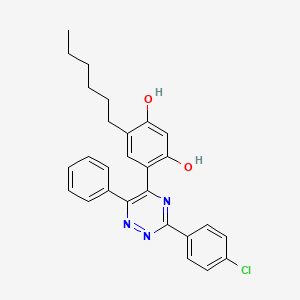 molecular formula C27H26ClN3O2 B13381363 4-[3-(4-Chlorophenyl)-6-phenyl-1,2,4-triazin-5-yl]-6-hexyl-1,3-benzenediol 