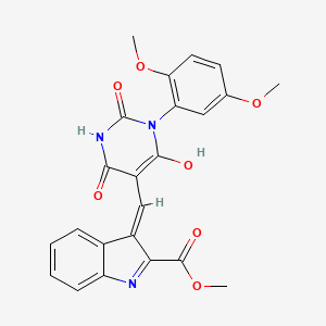molecular formula C23H19N3O7 B13381373 methyl 3-[(1-(2,5-dimethoxyphenyl)-2,4,6-trioxotetrahydro-5(2H)-pyrimidinylidene)methyl]-1H-indole-2-carboxylate 